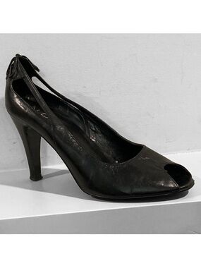 ALDO Leather Black Peep Toe Heels 37